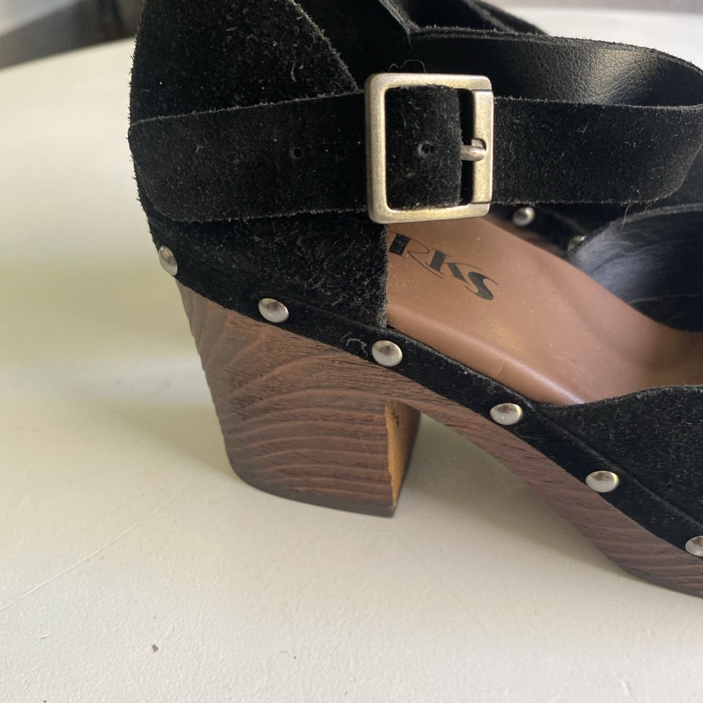 KORKS 'Evah' Black Leather Suede MJ Platform Clogs w/3.25" Heels Sz. 7M - Picture 2 of 12